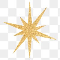 Png gold sparkling star, transparent background