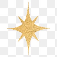 Png gold sparkling star, transparent background
