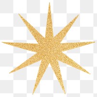 Png gold sparkling star, transparent background