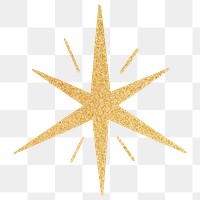 Png gold sparkling star, transparent background