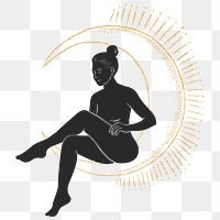 Png woman silhouette and moon remix, transparent background