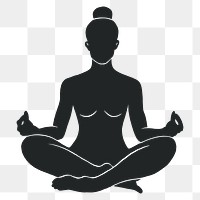 Png buddhist meditation silhouette, transparent background