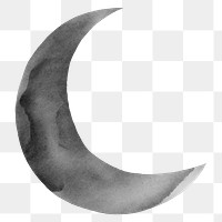 Png crescent moon watercolor illustration, transparent background