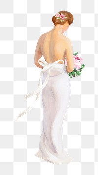 Bride png watercolor collage element, transparent background. Remixed by rawpixel.