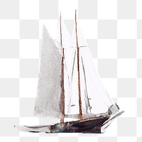 Sailboat png watercolor collage element, transparent background. Remixed by rawpixel.