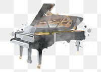 Grand piano png watercolor, transparent background. Remixed by rawpixel.