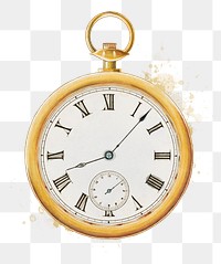 Pocket watch png watercolor collage element, transparent background. Remixed by rawpixel.