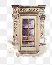 Window png watercolor collage element, transparent background. Remixed by rawpixel.