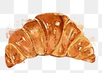 Watercolor croissant png collage element, transparent background