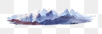 Snowy mountains png watercolor collage element, transparent background. Remixed by rawpixel.