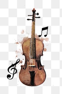 Watercolor cello png collage element, transparent background. Remixed by rawpixel.