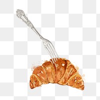 Croissant watercolor png collage element, transparent background. Remixed by rawpixel.