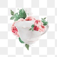 Teacup png watercolor collage element, transparent background. Remixed by rawpixel.