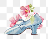 Vintage shoe png watercolor collage element, transparent background. Remixed by rawpixel.