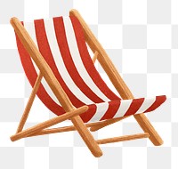 Red beach chair png, transparent background
