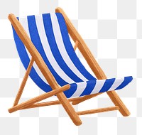 Blue beach chair png, transparent background