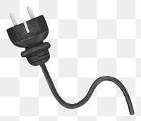 Black plug cord png, transparent background