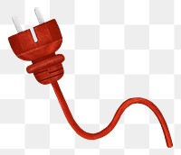 Red plug cord png, transparent background