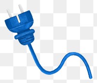 Blue plug cord png, transparent background