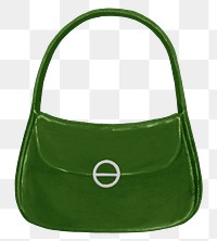 Green hobo bag png, women's accessory illustration, transparent background