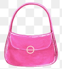 Pink hobo bag png, women's accessory illustration, transparent background