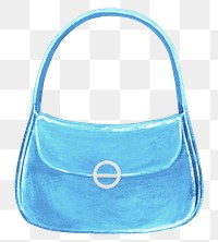 Blue hobo bag png, women's accessory illustration, transparent background