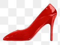 Red high heel png, women's shoe illustration, transparent background