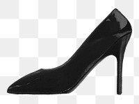 Black high heel png, women's shoe illustration, transparent background