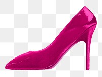 Pink high heel png, women's shoe illustration, transparent background