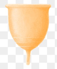 Orange menstrual cup png, women's health illustration, transparent background