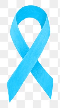 Blue ribbon png, cancer awareness illustration, transparent background