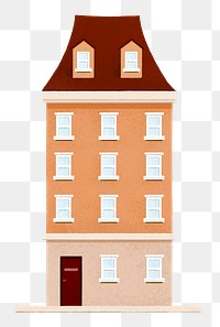 Apartment building png, architecture illustration, transparent background