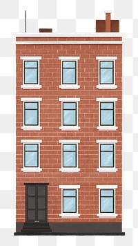 Apartment building png, architecture illustration, transparent background