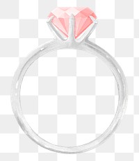 Pink diamond ring png, wedding illustration, transparent background