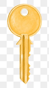 Gold house key png collage element, transparent background