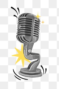 Retro microphone png, standup comedy remix, transparent background