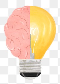 Light bulb brain png, creative ideas remix, transparent background