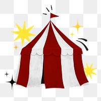 Red circus tent png, transparent background