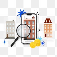 Apartment search png, building remix, transparent background