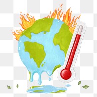 Melting globe png, environment illustration, transparent background