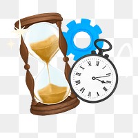 Hourglass stopwatch png, business remix, transparent background