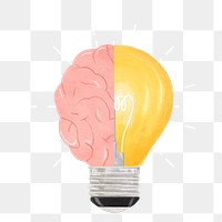 Light bulb brain png, creative ideas remix, transparent background
