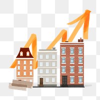 Apartment price increase png, real estate remix, transparent background