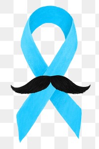 Blue ribbon png, cancer awareness illustration, transparent background