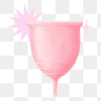 Pink menstrual cup png, women's health illustration, transparent background