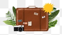 Travel luggage png camera remix, transparent background