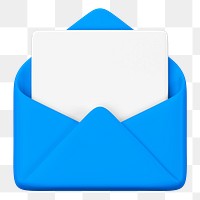 PNG 3D blue envelope, element illustration, transparent background