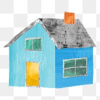 Cute house png, paper craft element, transparent background