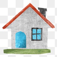 Cute house png, paper craft element, transparent background