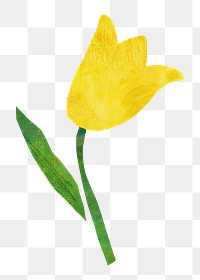 Yellow tulip png, flower paper craft element, transparent background